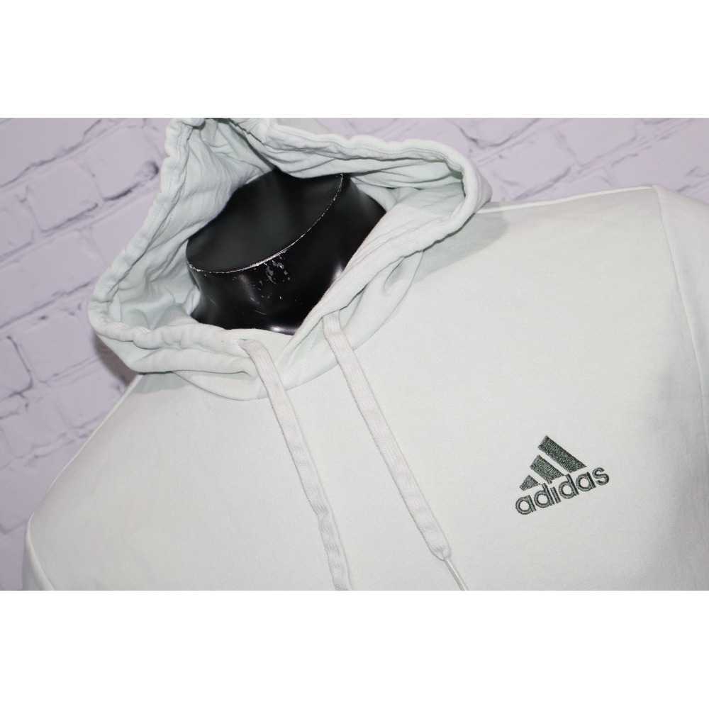 Adidas Hoodie Mens Large Light Green Embroidered Logo Fleece Pullover ** - Picture 2 of 10
